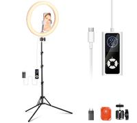 NEEWER RH12B Pro 12" 30W Aro Luz LED con 71" Trípode Compatible con iPhone, 3290 Lux Luz Circular Bicolor Selfies Soporte Teléfono para Grabar Videos Maquillaje Streaming, 2900-7000 K CRI97+