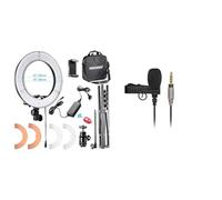 NEEWER RL-12 Anillo de Luz LED 14" Exterior/12 en El Centro con Soporte de Luz, Filtro de Color & RØDE SmartLavPlus micrófono de Solapa para teléfono Inteligente