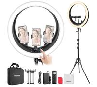 NEEWER RP19H 19" Aro Luz LED con Trípode, 3 Soportes Teléfono y Paño Limpieza, Compatible con iPhone, Control Táctil 2,4G para Grabación de Video, Streaming, Zoom, Selfie, Maquillaje e Iluminación