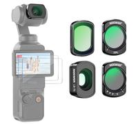 NEEWER Set de Filtros Magnéticos ND Compatible con Combo dji Osmo Pocket 3 Creator Accesorio, Lente Gran Angular ND2-32 Difusión Negra 1/4 CPL 0.72x Variable, Cristal Óptico HD + 2 Protector Pantalla