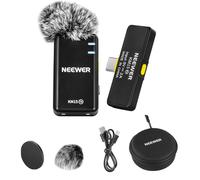 NEEWER Sistema de micrófono inalámbrico para USB C, micrófono Lavalier de solapa con cancelación de ruido para podcast, vlog, transmisión en vivo, mini micrófono Lav compatible con iPhone 15 Series