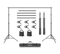 NEEWER Sistema de Soporte de Fondo para Estudio Fotográfico,10pies/3m Ancho y 6,6pies/2m Alto Soporte de Fondo Ajustable con 4 Barras, 6 Clamps Fondo, 2 Bolsas Arena, Bolsa Transporte