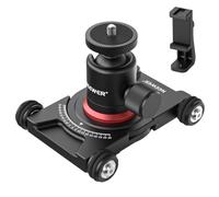 NEEWER Dolly Dolly - Cámara deslizante con cabezal esférico y pinza para teléfono, mesa de 4 ruedas con panorámica de 360°, compatible con cámaras sin espejo Mini videocámaras GoPro iPhone y teléfonos