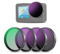 NEEWER Snap On ND - Juego de filtros compatibles con dji Osmo Action 3/4/5 Pro, 4 Unidades, ND8+ND16+ND32+CPL, Filtro Gris para cámara de acción, Cristal óptico HD Multicapa, FL-A76