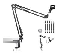 NEEWER Soporte Brazo Micrófono, Brazo Tijera Suspensión Montaje Escritorio con Clip y 3/8" a 5/8" Adaptador, Compatible con Blue Yeti Snowball HyperX QuadCast SoloCast Shure, Carga Máx 3,3 lbs, MS006
