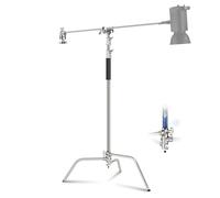 NEEWER Soporte C con brazo Boom Pro 100% acero inoxidable, altura máxima de 330 cm, cojín de aire, soporte de luz de fotografía resistente con brazo de sujeción de 128 cm para reflector de caja de luz