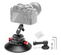 NEEWER Soporte de cámara con ventosa de 6 pulgadas compatible con GoPro, cabeza de bola de metal para parabrisas de coche, brazo mágico con adaptador de cámara de acción, paño de limpieza para soporte