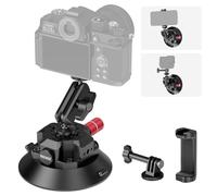 NEEWER Soporte de Cámara de Ventosa 4,5''+Magic Arm de Cabeza Esférica, Orificios ARRI 1/4'',Soporte Auto con Soporte Teléfono y Adaptador Action Camera Compatible con iPhone GoPro DJI Insta360,CA105