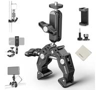 NEEWER - Soporte de cámara Super Clamp Magic Arm con montaje de teléfono, adaptador para cámara de acción, rotuladores, rosca de 1/4", paño de limpieza para zuecos fríos, compatible con SmallRig GoPro