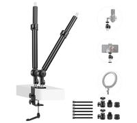 NEEWER Soporte de Escritorio con Abrazadera C Mejorada para Soporte de Montaje Doble, inclinación de 225° y Giratorio de 360° telescópico de 17.7 a 24.8 Pulgadas, Soporte de cámara Web de Escritorio