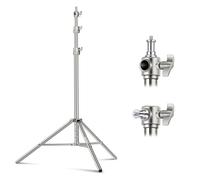 Neewer Soporte de Luz de Acero Inoxidable Resistente 300cm con Adaptador Universal de 1/4 a 3/8 Pulgada para Foto Estudio Softbox Flash Estroboscópico Monolight y Otros Equipos Fotográficos(Plateado)