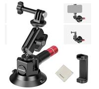 NEEWER Soporte de Ventosa de 3 Pulgadas con Soporte para teléfono, Adaptador de cámara de acción Compatible con iPhone GoPro dji Insta360, paño de Limpieza de Brazo mágico de Cabeza de Bola, Soporte