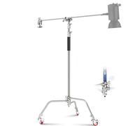 Neewer Soporte Luz Resistente, 11.15ft/3.4m Trípode Soporte Fotografía Ajustable Metal con Cojín Resorte Incorporado y Tornillo 1/4”para Luz LED Estudio, Cámara DSLR, Carga Máx 22lb/10kg - Negro