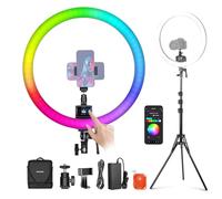 NEEWER SRP18C - Juego de Luces LED RGB ultradelgadas con Control de aplicación con Soporte de luz Reversible, Soporte para teléfono, rótula, 2500 K - 10000 K, CRI 95+/TLCI 97, 3700Lux/0,5 m, 18
