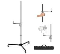 NEEWER ST003 - Soporte de luz de Acero Inoxidable Resistente con empuñadura de Pistola, Brazo Deslizante, Rueda Desmontable, Pata Plegable, Espiga de 1/4 Pulgadas 5/8 Pulgadas, Soporte de luz de