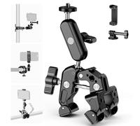 NEEWER Super Clamp con 3" Brazo Mágico Doble Cabeza Esférica, Phone Clamp Cámara con Roscas 1/4" 3/8", Soporte Teléfono, Adaptador Cámara Acción Compatible con GoPro dji iPhone 16 15 Pro MAX, ST88