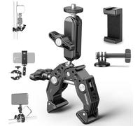 NEEWER Super Clamp con 3" Magic Arm de Doble Cabeza esférica, Cold Shoe, Rosca 1/4", Adaptador Teléfono/Cámara Acción para Trípode de Mesa Barras Gimbal, Compatible con SmallRig GoPro dji, ST83