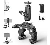 NEEWER Super Clamp con 3" Magic Arm de Doble Cabeza esférica, Cold Shoe, Rosca 1/4", Adaptador Teléfono/Cámara Acción para Trípode de Mesa Barras Gimbal, Compatible con SmallRig GoPro dji, ST83
