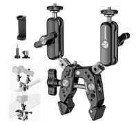 NEEWER Super Clamp con Dos 360° Brazos Mágicos Doble Cabeza Esférica, Roscas de Tornillo de 1/4" 3/8", Adaptador Montaje de Teléfono y Cámara de Acción Compatible con GoPro dji Insta360 DSLR, ST89