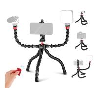 NEEWER T91 Trípode Flexible con Dos Brazos Mágicos, Mini Trípode Viaje con Obturador/Clamp Móvil/Soporte para Cámara Acción Compatible con GoPro Hero 12 iPhone 15 14 Pro MAX Sony a7c, Máx Carga 2kg