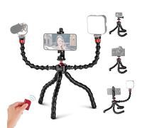 NEEWER T91 Trípode Flexible con Dos Brazos Mágicos, Mini Trípode Viaje con Obturador/Clamp Móvil/Soporte para Cámara Acción Compatible con GoPro Hero 12 iPhone 15 14 Pro MAX Sony a7c, Máx Carga 2kg