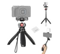 NEEWER TP38 Trípode para Cámara Móvil Palo Selfie con Soporte Teléfono Celular Adaptador Montaje para Action CAM Compatible con iPhone GoPro, Mini Viaje Trípode con Paño de Limpieza para Vídeo Vlog