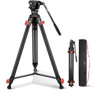 NEEWER Trípode Cámara Cabezal Fluido, Resistente Ligero Compacto Portátil Soporte Viaje para DSLR Videocámaras Compatible con dji Gimbals Compatible con Manfrotto QR Placas, Carga,Máx 13,2 lbs, TP73