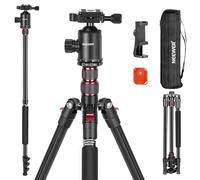 NEEWER 77" Trípode Monopie Cámara con Soporte Móvil Trípode Portátil Viaje con Control Remoto 360° Cabezal Esférico 2 Ejes Columna Central Placa Arca QR y Bolsa Trípode DSLR de Aluminio Máx 34lb, TP77