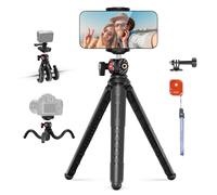 NEEWER Trípode Flexible con Remoto, Mini Cámara Teléfono Trípode Vlog Selfie Stick con Soporte Oculto y Adaptador Cámara Acción Compatible con iPhone GoPro Hero 13 12 11 10 Cámara Samsung, TP35