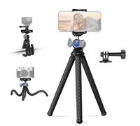 NEEWER Trípode Flexible Móvil,Pequeño Mini Webcam Soporte Escritorio Teléfono & Montaje Cámara Acción Compatible con iPhone GoPro dji Pocket 4 3 Xtra Muse Insta360 Grabación Vídeo,TP34 Plata