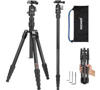 NEEWER Trípode Monopié Fibra Carbono Cámara,65" Ligero Compacto Portátil Viaje DSLR Video Tripode, 360° Rótula Placa QR Antideslizante Eje Central Invertido Patas Reversibles, Carga Máx 13,2lbs, TP39