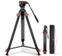 NEEWER Trípode Cámara Cabezal Fluido, Resistente Ligero Compacto Portátil Soporte Viaje para DSLR Videocámaras Compatible con dji Gimbals Compatible con Manfrotto QR Placas, Carga,Máx 13,2 lbs, TP73
