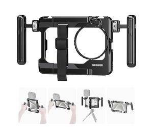 NEEWER Universal Móvil Video Rig con Empuñaduras Adaptador Filtro 67mm | Zapata Fría Anti Caída Compatible con DJI Mic iPhone Samsung Galaxy Android, Jaula Móvil Estabilizador para Grabación, PA017