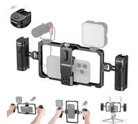 NEEWER Universal Phone Jaula Video Rig con Disparador Bluetooth Mango Lateral cómodo Asas estabilizador para teléfono móvil para Video, Phone Cage Compatible con iPhone 15 Pro MAX 15 Pro Galaxy S24