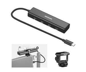 NEEWER USB C Hub Dock con Adaptador de Zapata Fría, Adaptador 4 en 1,PS020E | Multipuerto, 3X USB C Puerto 3,1 Gen2 & 1x 100W PD, Compatible con iPhone 18 Pro Max 17 16 15 iPad Mac Android PC Laptop