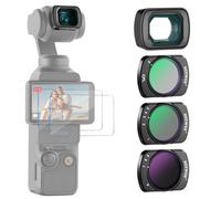NEEWER Variable ND Filtro Set Compatible con dji Osmo Pocket 4 & 3 Creator Combo Accesorios con Lente Gran Angular de 180° 0.75X y Protectores de Pantalla, ND2-32 Variable + ND64-512 + Filtro CPL