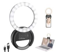 NEEWER VERSIÓN BÁSICA 4" Aro Luz Selfie Compatible con iPhone, 5W Bicolor Foco Fotografia Clip Recargable con 500mAh/CRI85 Ring Light para Video Maquillaje Streaming Portátil Webcam Conferencia, BR40