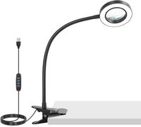 NEEWER Versión de nivel de entrada, lupa 10X con luz/soporte de abrazadera, lámpara de lupa regulable bicolor de 3.7 pulgadas con clip en anillo de luz LED pequeño, 3 CRI80+ para escritorio