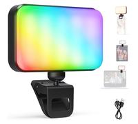 NEEWER VERSIÓN Nivel Entrada Luz LED RGB Selfies, 91 LED Clip on Teléfono Luz Relleno Compatible con iPhone, 20 Efectos CRI92 1000mAh para Computadora Webcam Laptop Zoom Videoconferencia Grabar, N6C