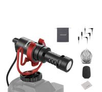 NEEWER VM10 Mini Plug & Play Vlogs Micrófono con Paño, 3.5mm TRS USB C OTG Parabrisas Montaje Antichoque Mic Compatible con iPhone Samsung Android Phone PC Computadora Mac Cámara para Grabación Video