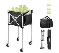 NEEWER Wheeled Ball Hopper Foldable Rolling Caddy Cart con Bolsa, Bolsillos Laterales para Raqueta Pala, Basket Holder Recogedor para 175 Pelotas Tenis o 120 Pickleballs, No Requiere Ensamblaje,TB02X