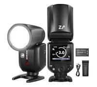 NEEWER Z2-N 2.4G TTL Flash Speedlite Cabeza Redonda Compatible con Nikon, Flash HSS 76Ws 1/8000s con UI Mejorada, 2 Lámparas Modelar, Interruptor TTL/M Rapido TCM, Batería 7.2V/3000mAh, Potencia 600