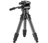 NEEWRE TP10 - Mini trípode de Escritorio de Fibra de Carbono para cámara, trípode de Viaje portátil de Mesa con Cabezal de Fluido de Video, Placa QR para cámara de acción TikTok DSLR, grabación de