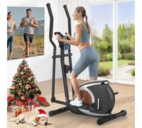 Neezee Bicicleta Elíptica Magnética con 16 Niveles de esistencia, Máquina Elíptica Ultrasilenciosa para el Hogar, Monitor LCD, Portabotellas, Capacidad de Carga de 120 KG