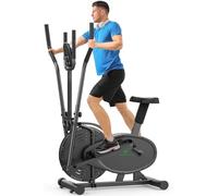 Neezee Bicicleta Elíptica para Casa, Crosstrainer Elíptico Compacto 2 en 1 con Monitor LCD, Asiento ergonómico, Resistencia Ajustable Mejorada, Elipticas Fitness Casa Peso Máximo 120 KG (Negro)