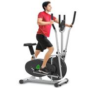 Neezee Entrenador de Cruz elíptica, máquina Cruzada Mejorada con Monitor LCD - 2 en 1 máquina de Entrenamiento de Bicicleta de Ejercicio Peso máximo 120 kg, con Resistencia Ajustable (Plateado)