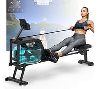Neezee Maquina de Remo, Maquina de Remo para Casa de Agua con Riel de Acero Inoxidable, Máquina de Remo con Soporte para Tableta, Maquina de Remo de Resistencia al Agua y Pantalla LCD (LCD Monitor)
