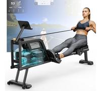 Neezee Maquina de Remo, Maquina de Remo para Casa de Agua con Riel de Acero Inoxidable, Máquina de Remo con Soporte para Tableta, Maquina de Remo de Resistencia al Agua y Pantalla LCD