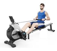 Neezee Máquina de Remo, Máquina de Remo Supersilenciosa con Resistencia Magnética de 16 Niveles, Pantalla LCD, Riel de Deslizamiento de Aluminio, Almacenamiento Vertical, Plata