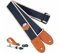 Nefelibata Correa de algodón para guitarra con bolsillo para púa para bajo, eléctrico y acústico, incluye botón de correa, 1 par de cierres y 4 púas